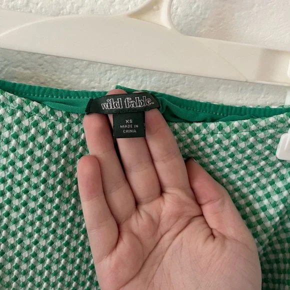 Green Checkered Women's Mini Skirt With Built-in Shorts - Picture 5 of 6